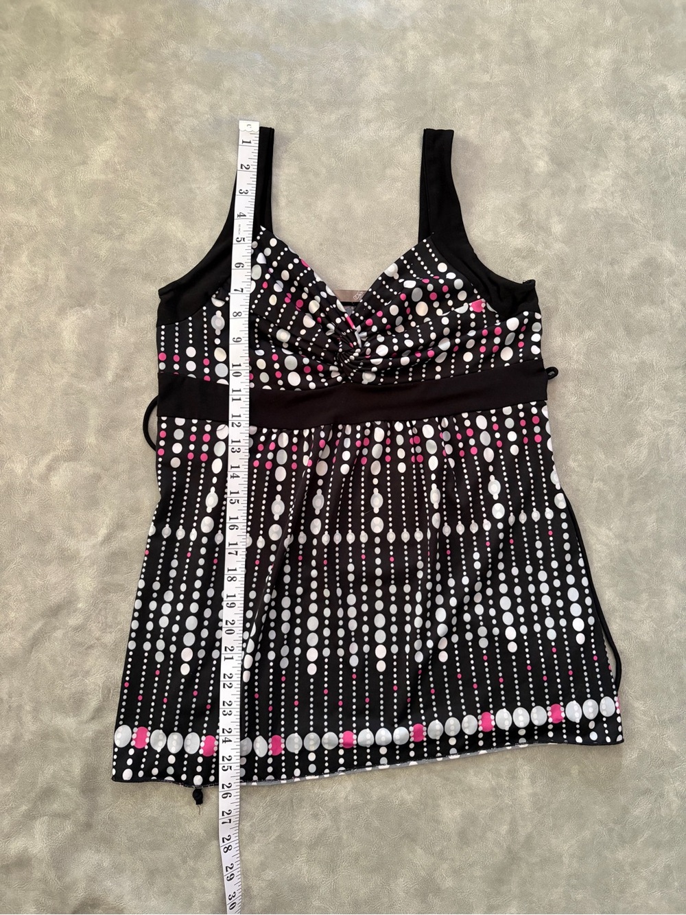 Y2K Black Pink Polka Dot Tie Back Baby Doll Sweetheart Top - Picture 9 of 9